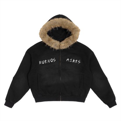 TRxBA - Boxy Detachable Fur Hoodie